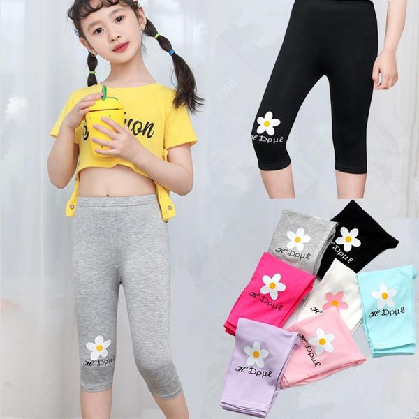 

trousers girls pants toddler summer leggings cotton candy color knee length five baby girl black for 3 to 9y kids clothes, Blue