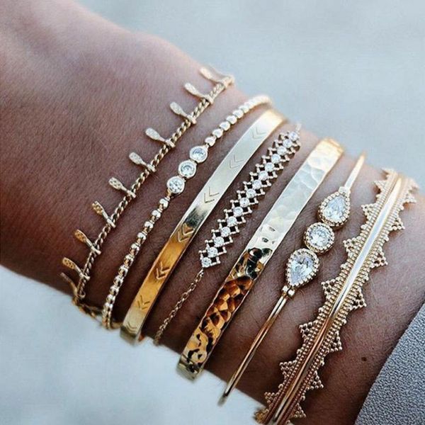 

link, chain iron ring jewelry hand ornaments wish gem 7 sets of bracelets fashion bracelet women europe and the united states, Black