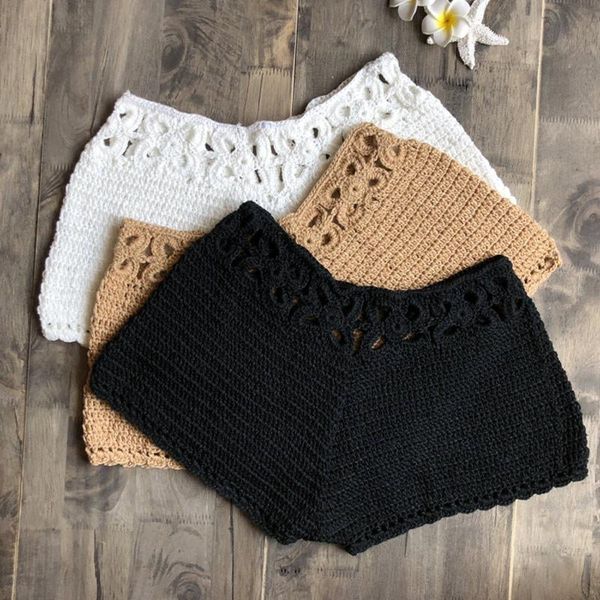 

women's shorts women hollow knitting slim breathable solid color for summer beach party js26, White;black