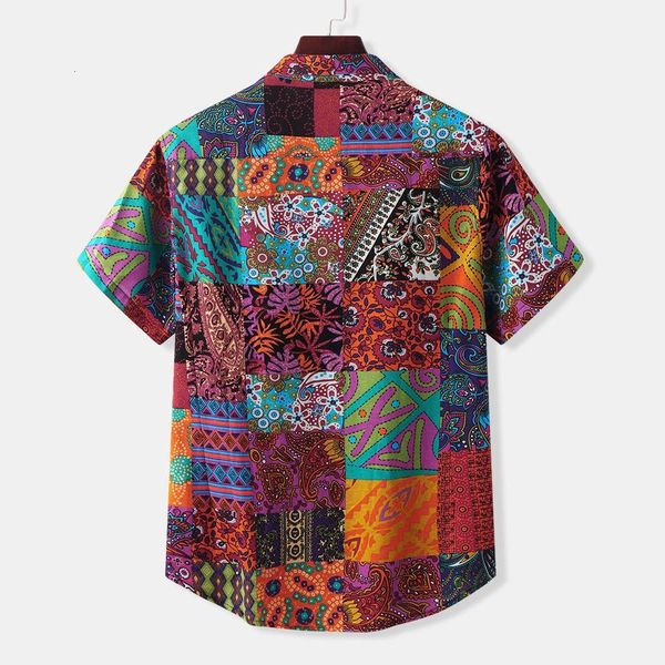 

dresses men's casual square printed short sleeve shirt, White;black
