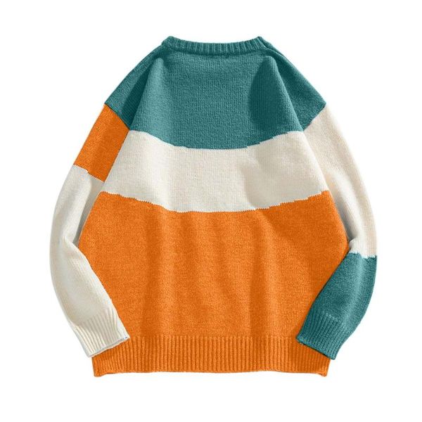 

men's sweaters casual autumn pullover color contrast splice harajuku sweater long sleeve round neck loose christmas elk 2021, White;black