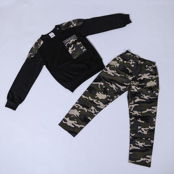 

children clothes teen kids baby boys letter tracksuit camouflage long sleeve pants 2pcs outfits conjunto infantil menina, White