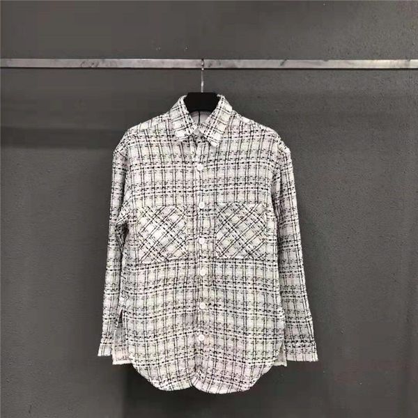 

men's casual shirts ins men and women couple shirt small fragrant woven plaid loose, White;black