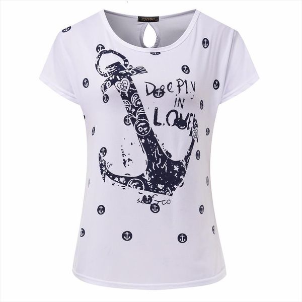 

and summer tees short womens blouses boat anchor clothes plus size, White