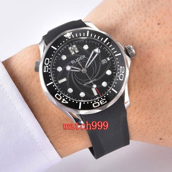 

wristwatches 41mm ceramic bezel sub mens watches rubber strap mechanical luminous watch sapphire crystal automatic men's, Slivery;brown