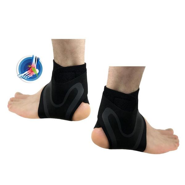 

ankle support adjustable foot elastic brace guard for black left foot, right football basketball, Blue;black