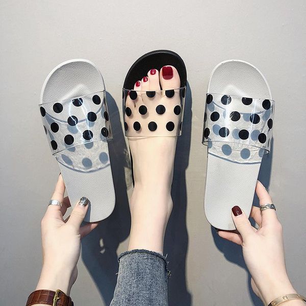 

trendy spring/summer autumn internet-famous slippers ins word beach women's fashion casual home shoes, Black