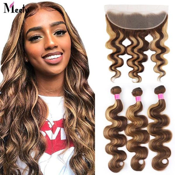 

human hair bulks body wave bundles with frontal transparent lace highlight 13x4, Black