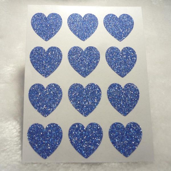 

19mm/0.75inch - royal blue glitter tiny heart stickers gift wrap