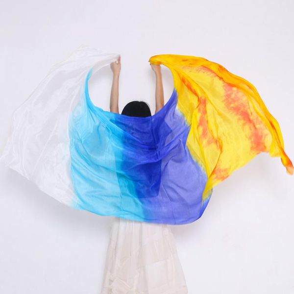 

stage wear 250 x 114 cm customized handmade dyed 100% real silk belly dance veils shawls women scarf costumes accessories piece, Black;red