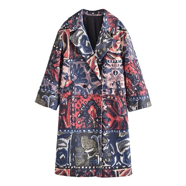 

women's wool & blends bbwm 2021 women autumn office lady jacquard long sleeve coat female vintage streetwear double breasted casual loo, Black