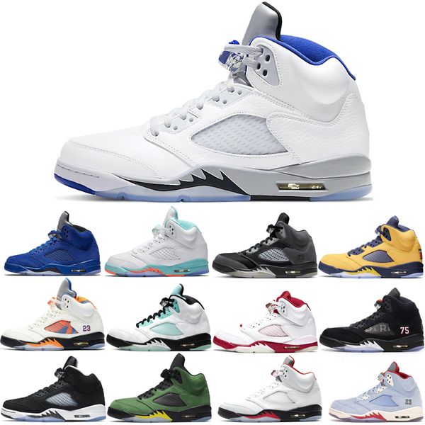 

basketball shoes 5s for men 3 jam oreo metallic silver laney royal international flight ice blue fire red wings what the white stealth class, White;red