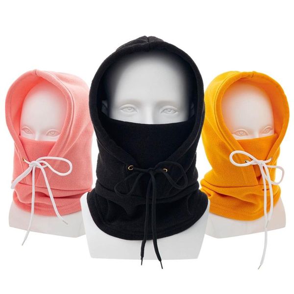 

premium quality men women hood hat casual beanie winter warm snow ski cap snood neck warmer scarf mask caps & hats, Yellow