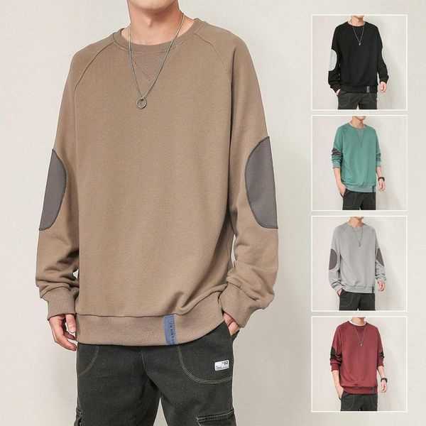 

spring and autumn men's hedging korean style loose trend round neck youth fashion casual tide brand outer wear base sweater hoodies & s, Black