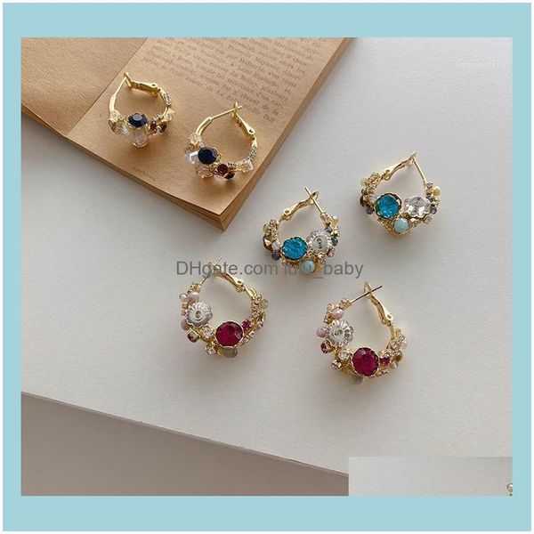 Orecchini a cerchio Jewelryhoop Hie Corea Ashion Estetica Zirconia Cristallo Perla Fiore Esagerato Orecchino d'oro Per Donna Ragazza Matrimonio Orecchio Ebreo