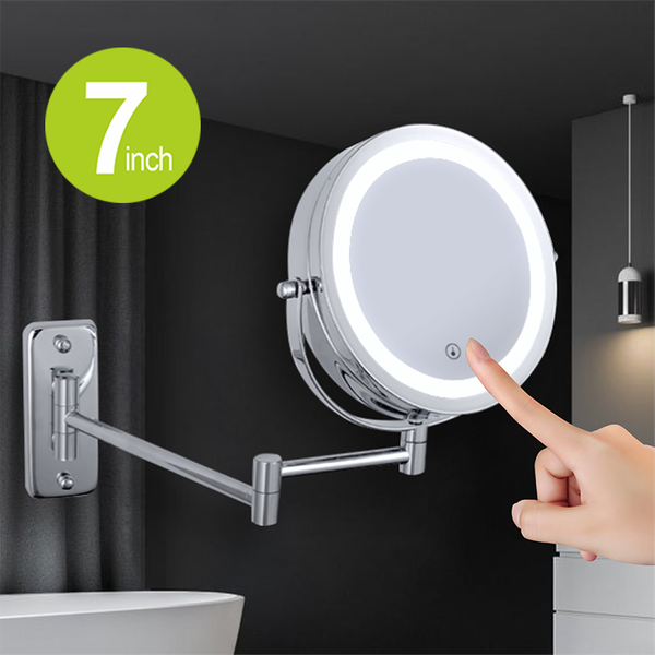 

mirrors folding arm extend bathroom mirror with led light 7 inch wall mounted double side smart cosmetic makeup