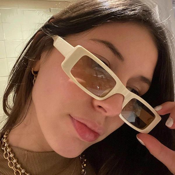 

sunglasses vintage white rectangular 2021 trend fashion women small frame sun glasses ladies funny shades korean driving eyewear, White;black