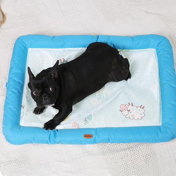 

breathable dog bed for small medium viscose pet heat dissipation cool cat mat cute kitten puppy supplies kennels & pens