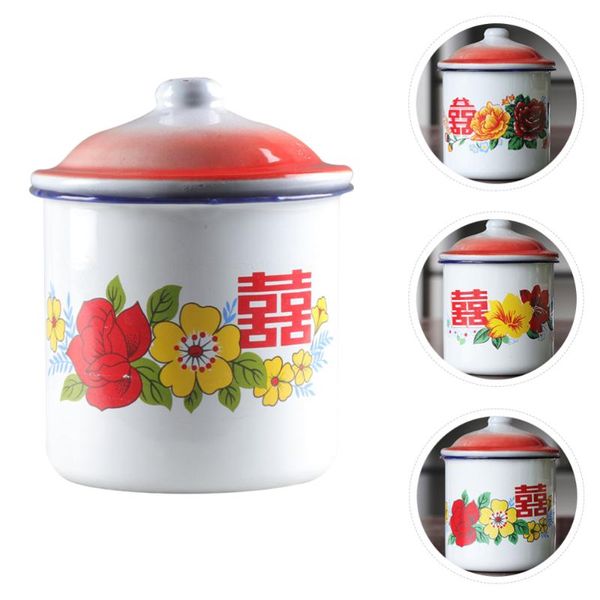 

1pc enamel tea mug retro cup drinking storage mugs