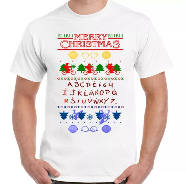

stranger things christmas t-shirt, man christmas t-shirt secret santa, White;black