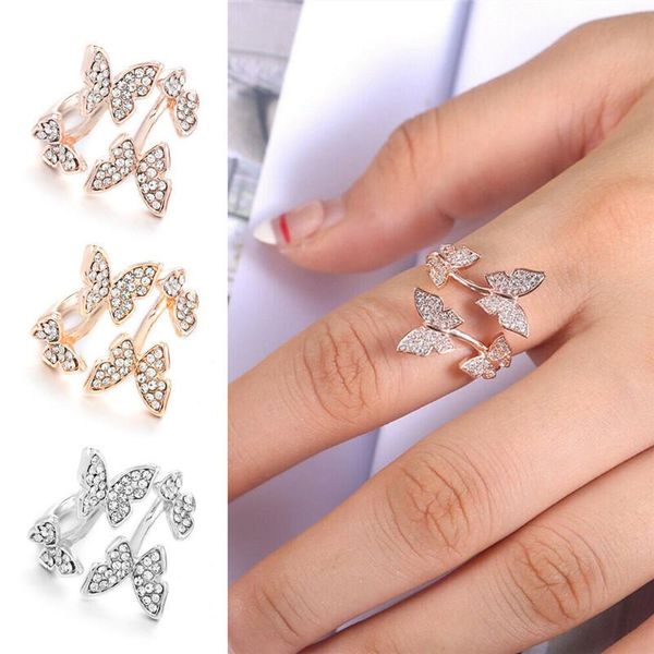 

cluster rings 2021 trend fashion on phalanx women's adjustable gold butterfly jewelry female finger gifts girls appointment, Golden;silver