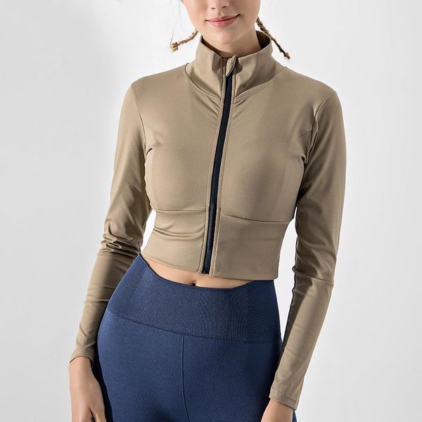 

yoga outfits women casual stand collar sweatshirt sport for fitness long sleeve gym workout jogging sportswear female outfit, White;red