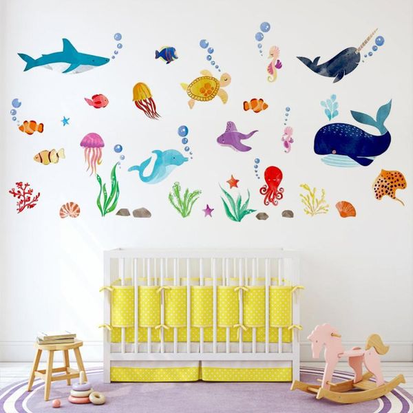 

cartoon underwater world wall stickers living room bedroom children's decor 30*90cm children decoration