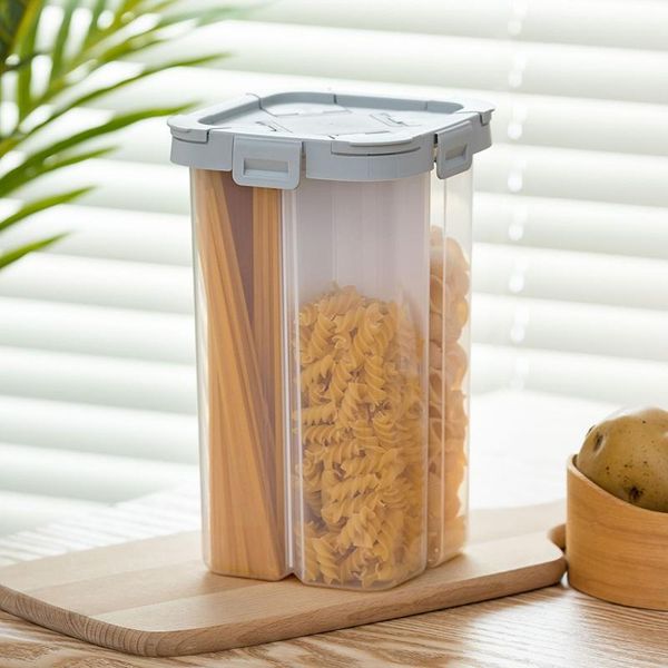 

storage bottles & jars four-grid sealed box kitchen tank transparent plastic food j99store
