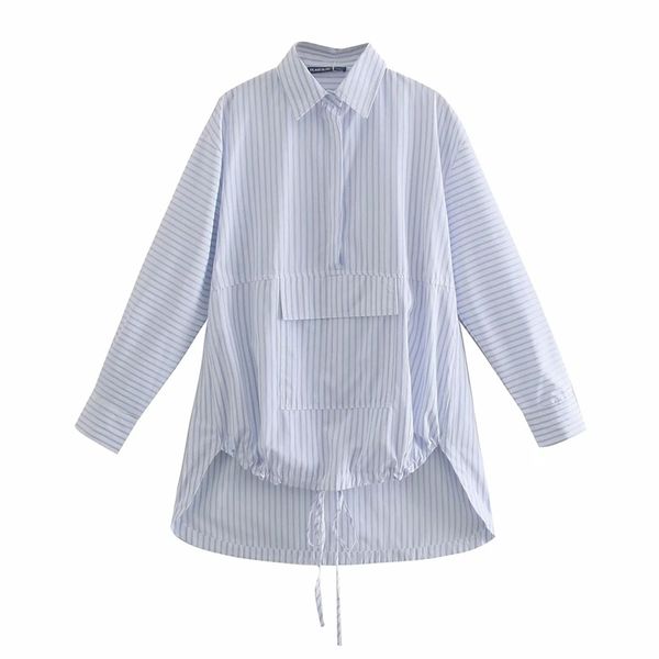 

spring autumn lapel long sleeve white back loose big size irregular striped shirt women blouse fashion 210520