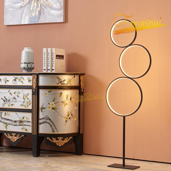 

modern led art floor lamp nordic simple creative ring lights touch switch stand for loft indoor lighting lamps