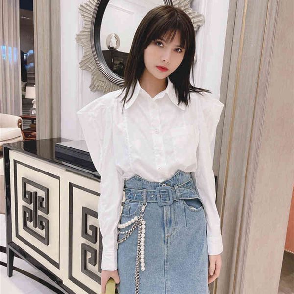 

blouses minimalist casual blouse for women lapel long sleeve loose white shirt female fashion clothing 2021 spring tide