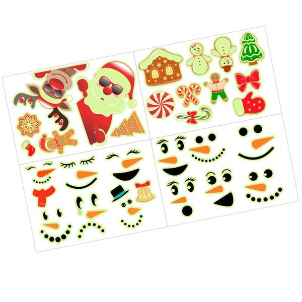 

wall stickers 1 set 4 pcs christmas luminous refrigerator santa clause (red)