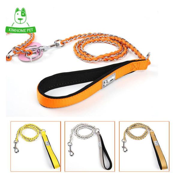 

color sided wear strip nylon chain pet leashes long walking dog s m collars &