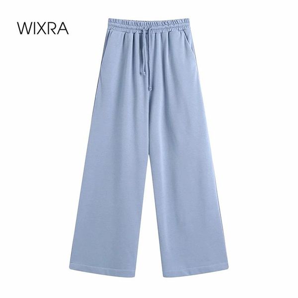 

wixra womens workout wide leg pants casual elastic waist loose pockets new fashion spring summer trousers 210319, Black;white