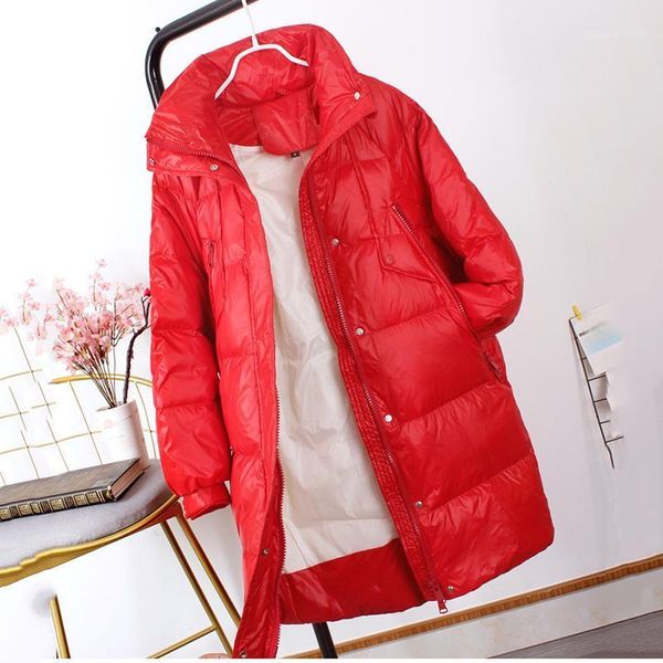 

women's down & parkas winter fashion loose women jacket 2021 white duck medium length solid color outerwear jk259, Black