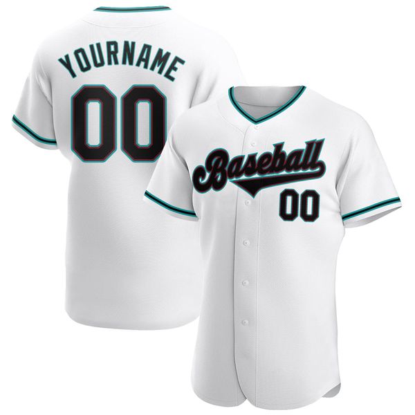

custom white black-aqua authentic baseball jersey, Blue;black