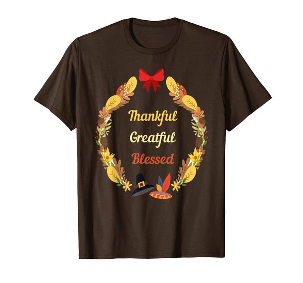 

thankful greatful blessed thanksgiving gift pilgrim shirt t-shirt, White;black