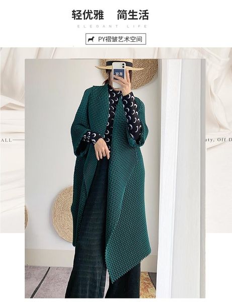 

women's trench coats selling miyake compressive fold fashion water ripple loose turndown collar cardigan coat lapels in stock, Tan;black