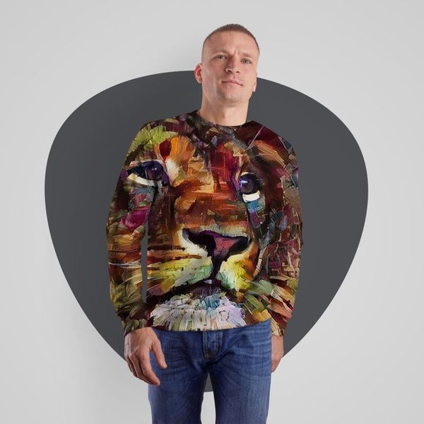 

lion personality design 3d printing hoodie visual impact party punk gothic round neck american sweatshirt hoodie, Black