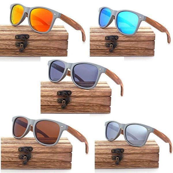 

sunglasses natural wood polarized wooden uv400 bamboo brand with box, White;black