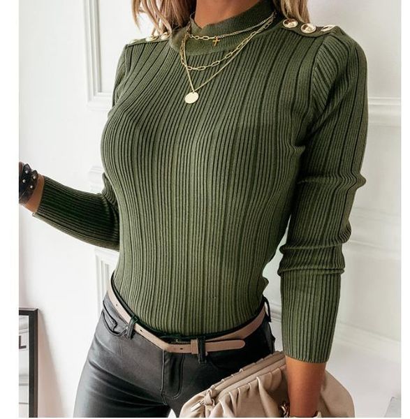 

fall women's fashion solid color knitted high neck long sleeve basic shirts pullover party streetwaer sweaters, White;black