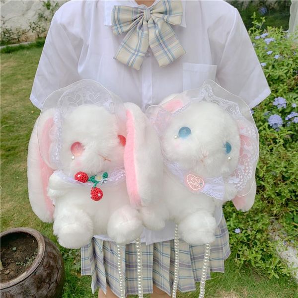 

evening bags 2021 japanese lolita shoulder for girls cosplay plush lace lop ear pear messenger bag small toy phone coin