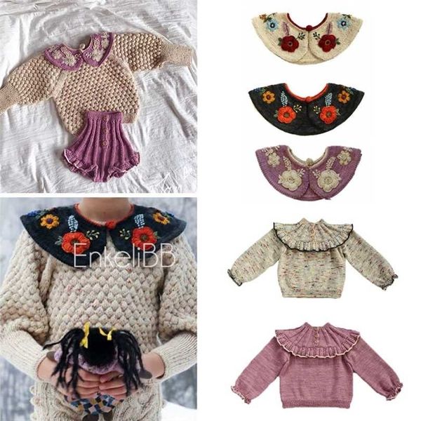 

enkelibb kalinka kids girls knitted sweaters and bloomers matching lovely children girl winter spring clothes brand baby 211104, Blue