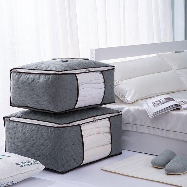 

storage bags style non woven transparent window large capacity portable quilt seasonal finishing bag luggage thicken