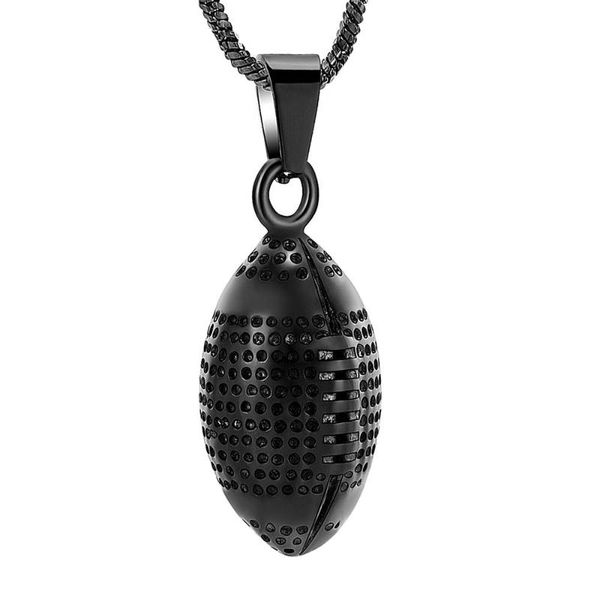 

cremation jewelry - rugby pendant necklace men fashion wheat chain american style football chains, Silver