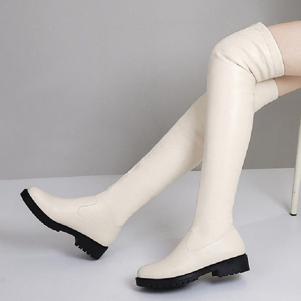 

boots fashion over the knee women white thigh high female autumn winter casual tall long party shoes lady big size, Black