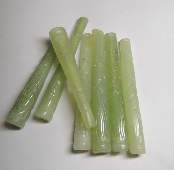 

jewelry pouches, bags natural xiu jade / serpentine carved dragon cigarette holder l: 95mm-115mm, Pink;blue