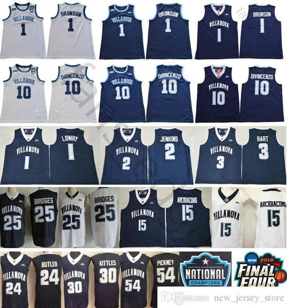 

ncaa villanova wildcats 1 jalen brunson 10 donte divincenzo 25 mikal bridges kyle lowry kris jenkins arcidiacono 3 josh hart stitched jersey, Black