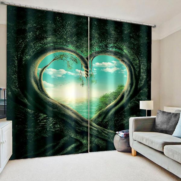 

curtain & drapes romantic love plant 3d printing bedroom living room shade fabric customized with hook decorative