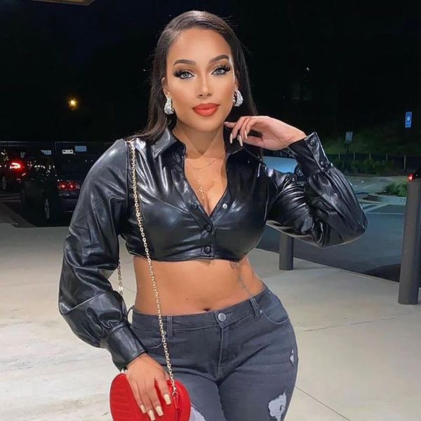 

women's jackets lapel long sleeve solid color pu leather jacket winter fashion faux streetwear button navel, Black;brown